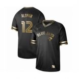 Men's Toronto Blue Jays #12 Roberto Alomar Authentic Black Gold Fashion Baseball Jersey