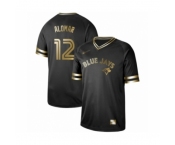 Men's Toronto Blue Jays #12 Roberto Alomar Authentic Black Gold Fashion Baseball Jersey