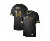 Men's Toronto Blue Jays #14 Justin Smoak Authentic Black Gold Fashion Baseball Jersey