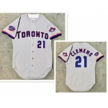 Men's Toronto Blue Jays #21 Roger Clemens Grey Stitched MLB Jersey