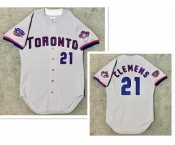 Men's Toronto Blue Jays #21 Roger Clemens Grey Stitched MLB Jersey