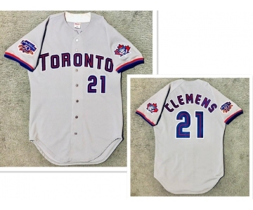 Men's Toronto Blue Jays #21 Roger Clemens Grey Stitched MLB Jersey