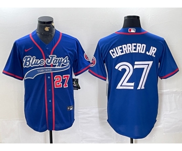 Men's Toronto Blue Jays #27 Vladimir Guerrero Jr Blue Cool Base Stitched Baseball Jersey