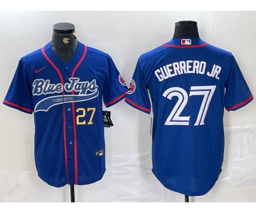 Men's Toronto Blue Jays #27 Vladimir Guerrero Jr Blue Cool Base Stitched Baseball Jerseys