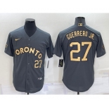 Men's Toronto Blue Jays #27 Vladimir Guerrero Jr Number Grey 2022 All Star Stitched Cool Base Nike Jersey