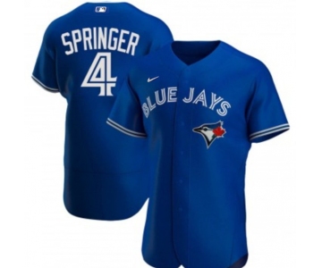 Men's Toronto Blue Jays #4 George Springer Royal Flex Base Stitched Jersey