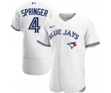 Men's Toronto Blue Jays #4 George Springer White Flex Base Stitched Jersey