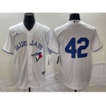 Men's Toronto Blue Jays #42 Jackie Robinson White Cool Base Stitched Jersey