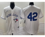 Men's Toronto Blue Jays #42 Jackie Robinson White Cool Base Stitched Jersey