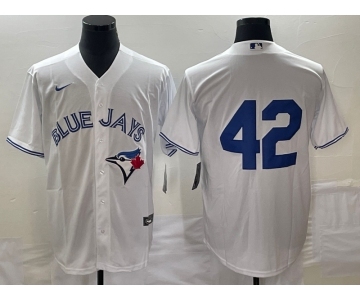 Men's Toronto Blue Jays #42 Jackie Robinson White Cool Base Stitched Jersey