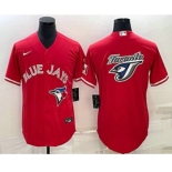 Men's Toronto Blue Jays Big Logo Red Stitched MLB Cool Base Nike Jersey