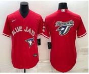 Men's Toronto Blue Jays Big Logo Red Stitched MLB Cool Base Nike Jersey