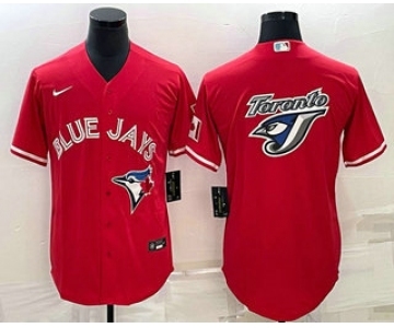 Men's Toronto Blue Jays Big Logo Red Stitched MLB Cool Base Nike Jersey