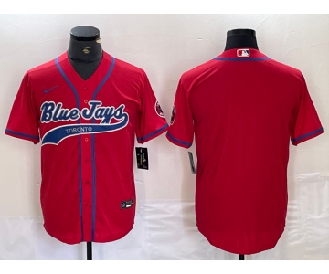 Men's Toronto Blue Jays Blank Red Cool Base Stitched Baseball Jersey