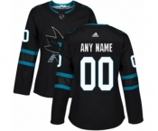 Women Adidas San Jose Sharks Customized Authentic Black Alternate NHL Jersey