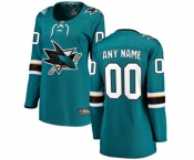 Women San Jose Sharks Customized Fanatics Branded Teal Green Home Breakaway NHL Jersey