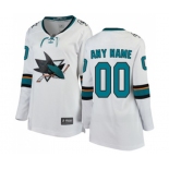 Women San Jose Sharks Customized Fanatics Branded White Away Breakaway NHL Jersey