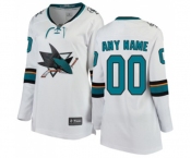 Women San Jose Sharks Customized Fanatics Branded White Away Breakaway NHL Jersey