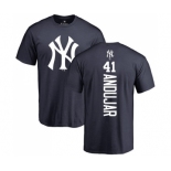 Baseball New York Yankees #41 Miguel Andujar Navy Blue Backer T-Shirt