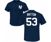 Baseball New York Yankees #53 Zach Britton Navy Blue Name & Number T-Shirt