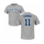 MLB Nike New York Yankees #11 Brett Gardner Gray Name & Number T-Shirt