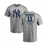 MLB Nike New York Yankees #11 Brett Gardner Gray RBI T-Shirt