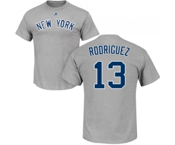 MLB Nike New York Yankees #13 Alex Rodriguez Gray Name & Number T-Shirt