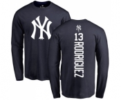 MLB Nike New York Yankees #13 Alex Rodriguez Navy Blue Backer Long Sleeve T-Shirt