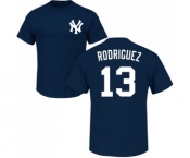 MLB Nike New York Yankees #13 Alex Rodriguez Navy Blue Name & Number T-Shirt