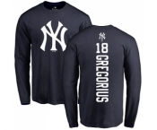 MLB Nike New York Yankees #18 Didi Gregorius Navy Blue Backer Long Sleeve T-Shirt