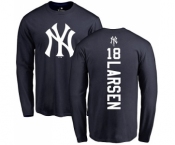 MLB Nike New York Yankees #18 Don Larsen Navy Blue Backer Long Sleeve T-Shirt