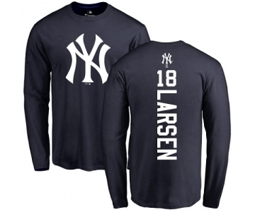 MLB Nike New York Yankees #18 Don Larsen Navy Blue Backer Long Sleeve T-Shirt