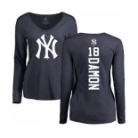 MLB Nike New York Yankees #18 Johnny Damon Navy Blue Backer Long Sleeve T-Shirt