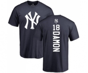 MLB Nike New York Yankees #18 Johnny Damon Navy Blue Backer T-Shirt