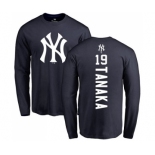 MLB Nike New York Yankees #19 Masahiro Tanaka Navy Blue Backer Long Sleeve T-Shirt