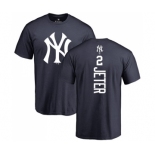 MLB Nike New York Yankees #2 Derek Jeter Navy Blue Backer T-Shirt