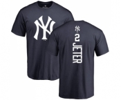 MLB Nike New York Yankees #2 Derek Jeter Navy Blue Backer T-Shirt