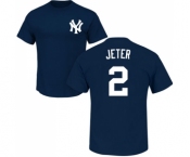 MLB Nike New York Yankees #2 Derek Jeter Navy Blue Name & Number T-Shirt