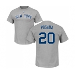 MLB Nike New York Yankees #20 Jorge Posada Gray Name & Number T-Shirt