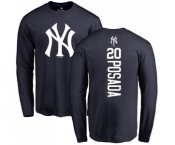 MLB Nike New York Yankees #20 Jorge Posada Navy Blue Backer Long Sleeve T-Shirt