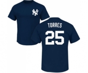 MLB Nike New York Yankees #25 Gleyber Torres Navy Blue Name & Number T-Shirt