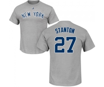 MLB Nike New York Yankees #27 Giancarlo Stanton Gray Name & Number T-Shirt