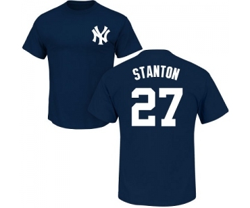 MLB Nike New York Yankees #27 Giancarlo Stanton Navy Blue Name & Number T-Shirt