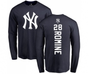 MLB Nike New York Yankees #28 Austin Romine Navy Blue Backer Long Sleeve T-Shirt