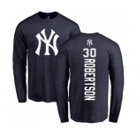 MLB Nike New York Yankees #30 David Robertson Navy Blue Backer Long Sleeve T-Shirt