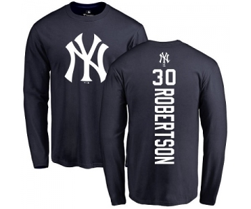 MLB Nike New York Yankees #30 David Robertson Navy Blue Backer Long Sleeve T-Shirt