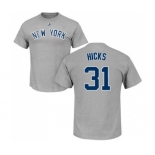 MLB Nike New York Yankees #31 Aaron Hicks Gray Name & Number T-Shirt