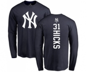 MLB Nike New York Yankees #31 Aaron Hicks Navy Blue Backer Long Sleeve T-Shirt