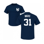 MLB Nike New York Yankees #31 Aaron Hicks Navy Blue Name & Number T-Shirt