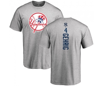 MLB Nike New York Yankees #4 Lou Gehrig Ash Backer T-Shirt